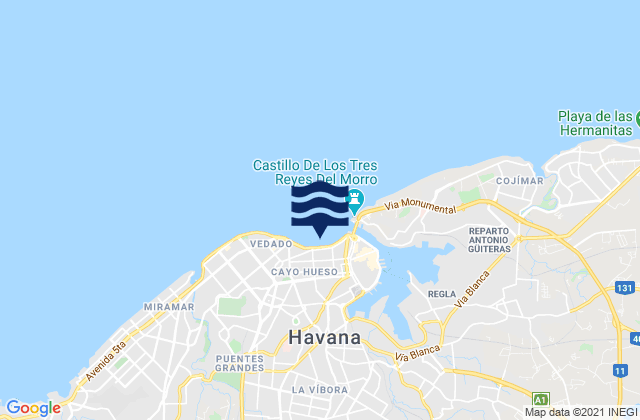 Mapa de mareas Malecón, Cuba