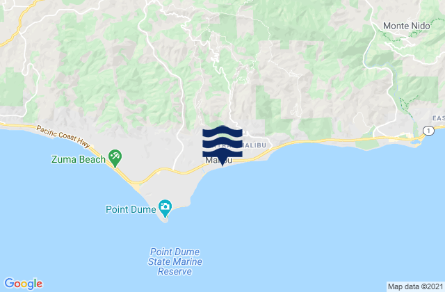 Mapa de mareas Malibu, United States