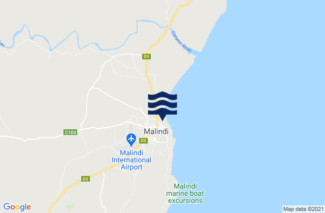 Mapa de mareas Malindi, Kenya