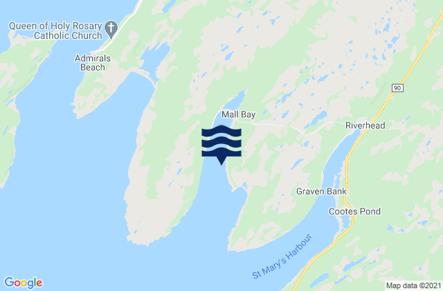 Mapa de mareas Mall Bay, Canada