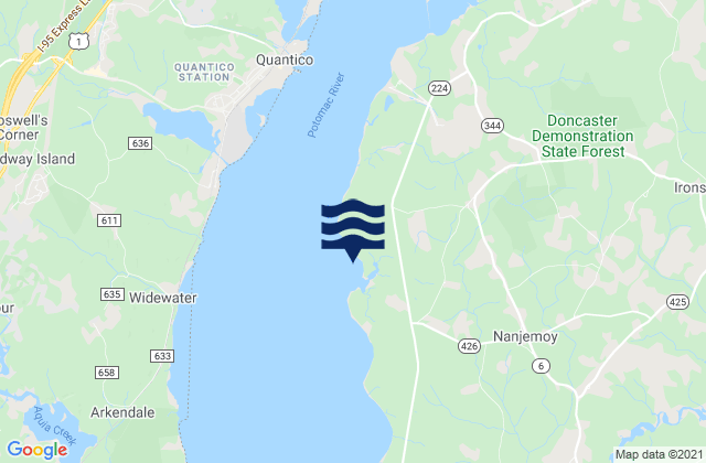 Mapa de mareas Mallows Bay, United States