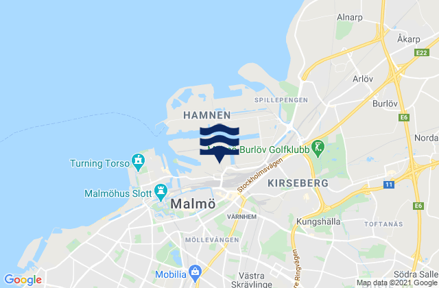 Mapa de mareas Malmö, Sweden