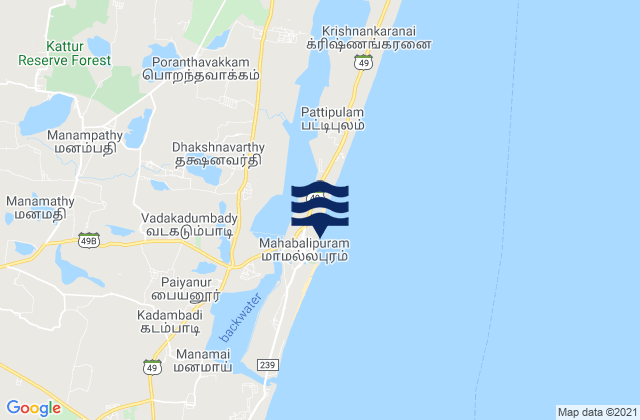 Mapa de mareas Mamallapuram, India