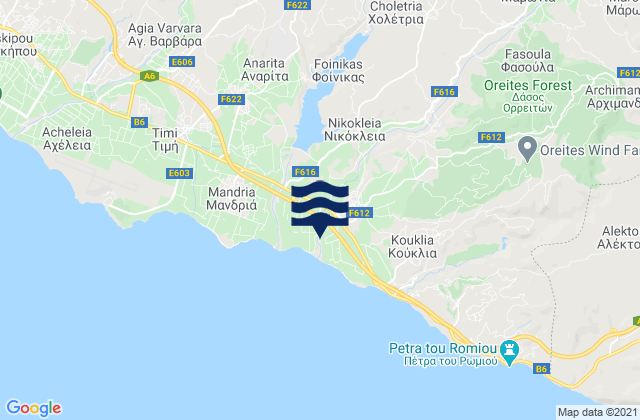 Mapa de mareas Mamónia, Cyprus