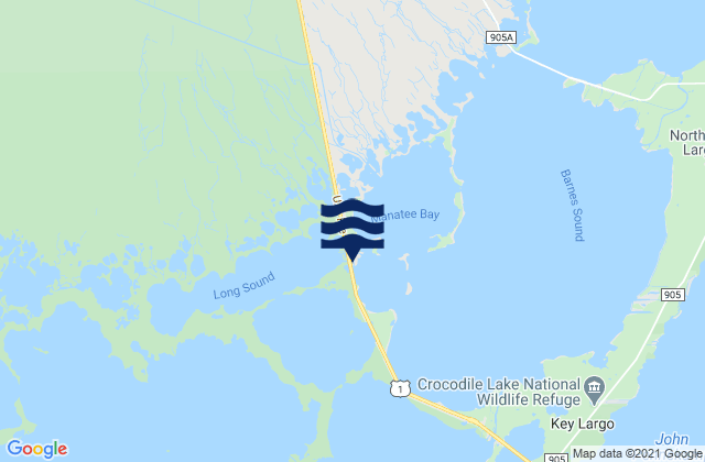 Mapa de mareas Manatee Creek Hwy 1 bridge Long Sound, United States