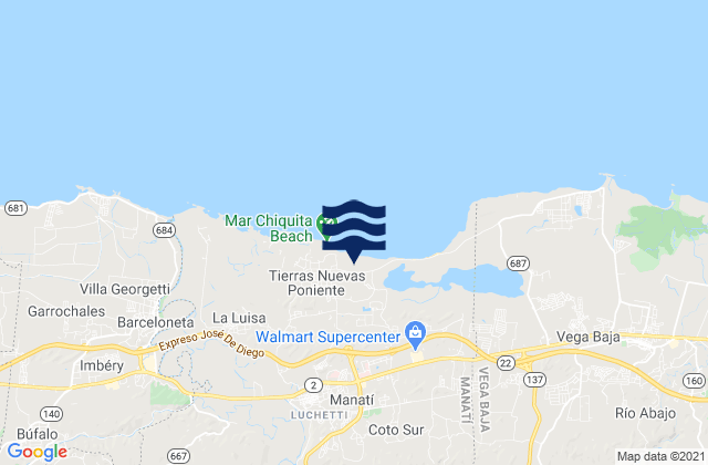 Mapa de mareas Manatí Barrio-Pueblo, Puerto Rico