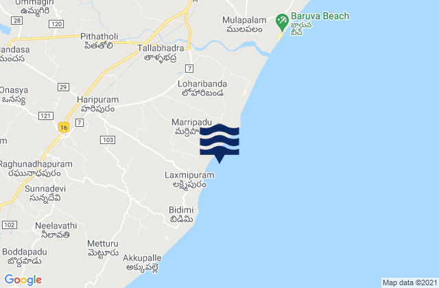 Mapa de mareas Mandasa, India