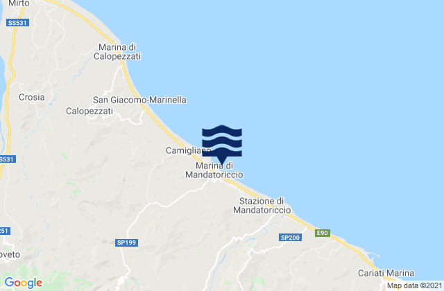 Mapa de mareas Mandatoriccio, Italy