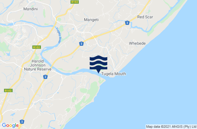 Mapa de mareas Mandeni, South Africa