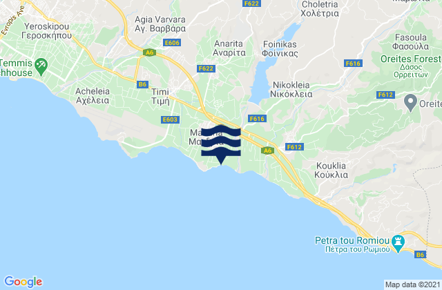 Mapa de mareas Mandriá, Cyprus