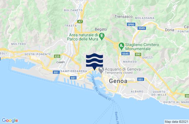 Mapa de mareas Manesseno, Italy