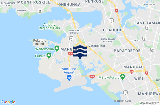 Mapa de mareas Mangere, New Zealand