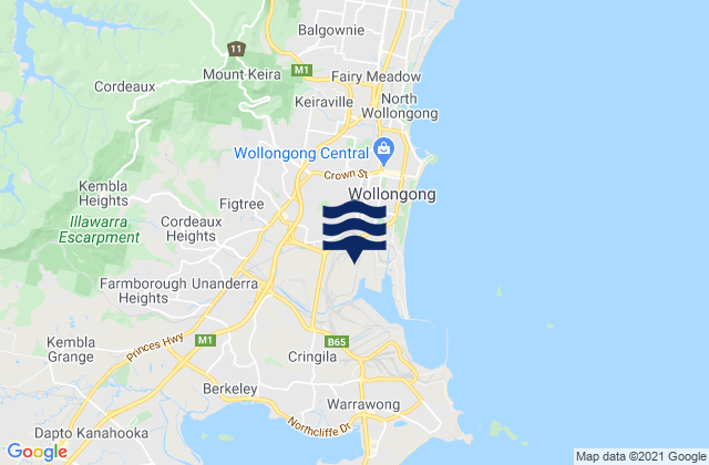 Mapa de mareas Mangerton, Australia