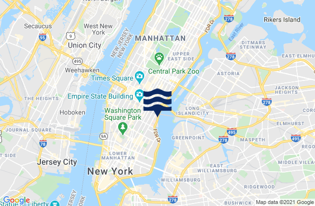Mapa de mareas Manhattan 26th street, United States