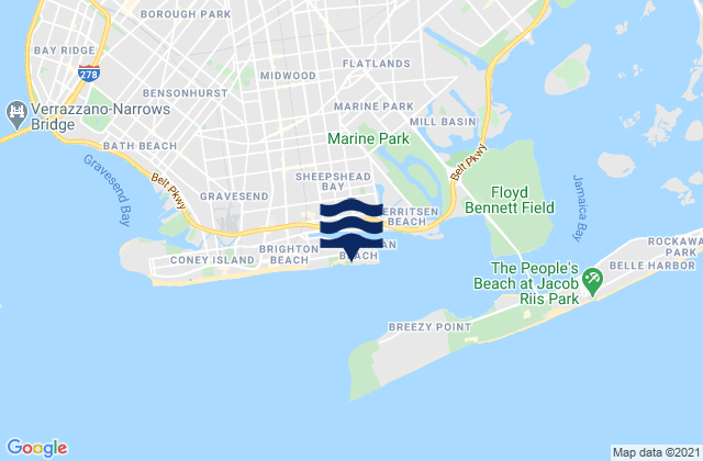 Mapa de mareas Manhattan Beach Brooklyn, United States
