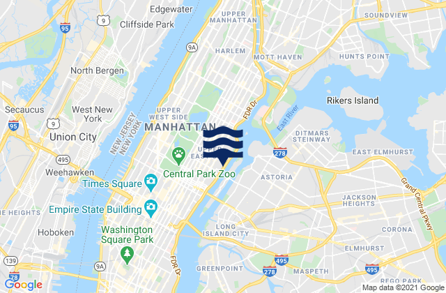 Mapa de mareas Manhattan, United States