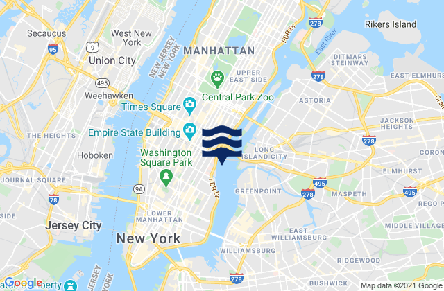 Mapa de mareas Manhattan off 31st Street, United States