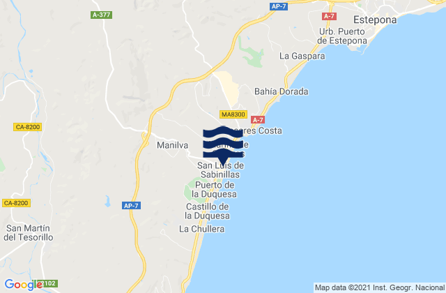 Mapa de mareas Manilva, Spain