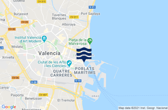 Mapa de mareas Manises, Spain