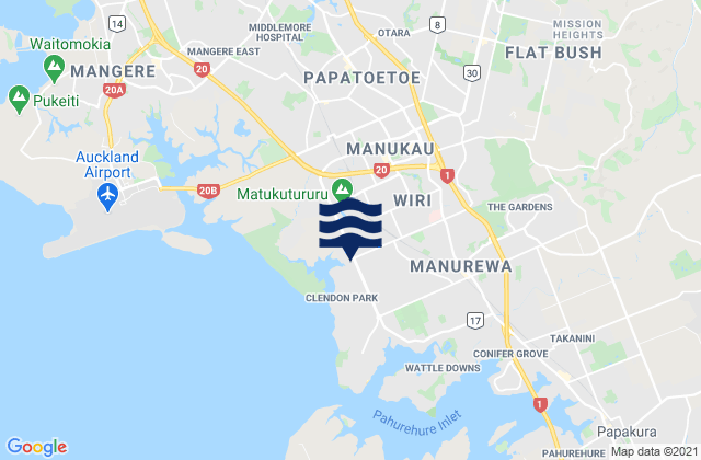 Mapa de mareas Manukau City, New Zealand