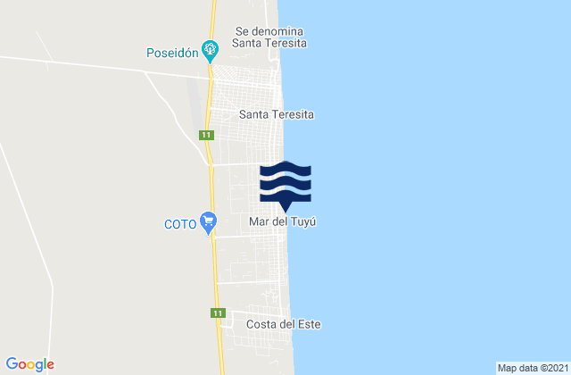 Mapa de mareas Mar del Tuyú, Argentina