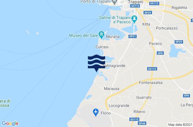 Mapa de mareas Marausa, Italy