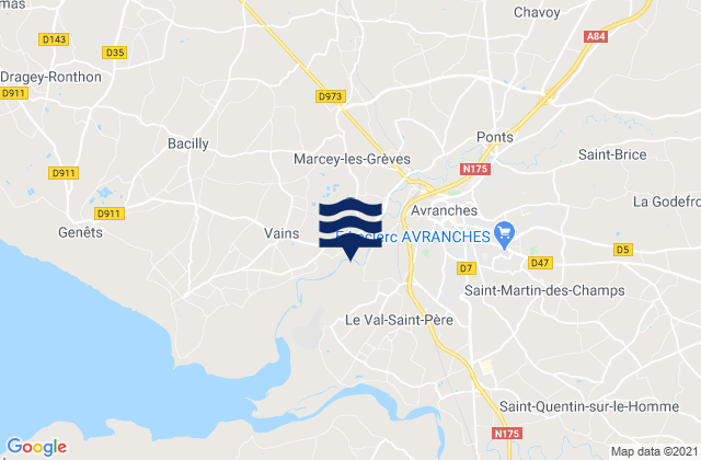 Mapa de mareas Marcey-les-Grèves, France