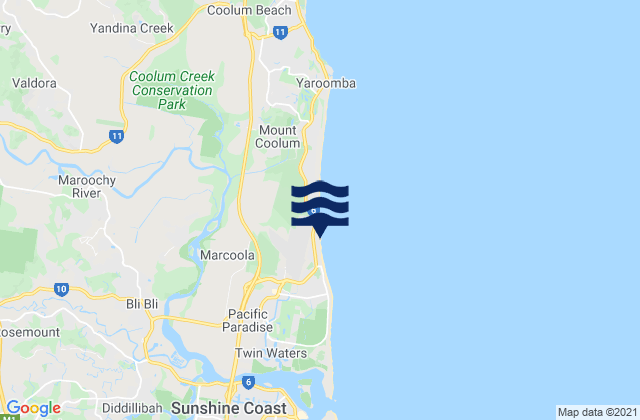 Mapa de mareas Marcoola Beach, Australia