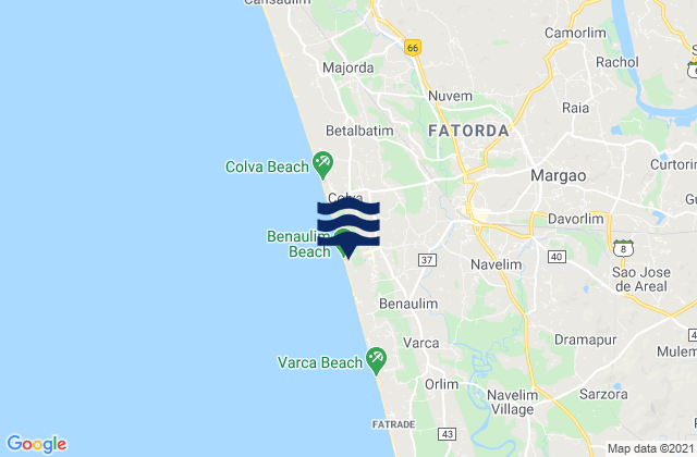 Mapa de mareas Margao, India