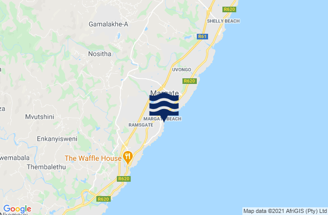 Mapa de mareas Margate, South Africa