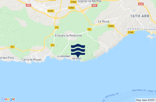 Mapa de mareas Marignane, France