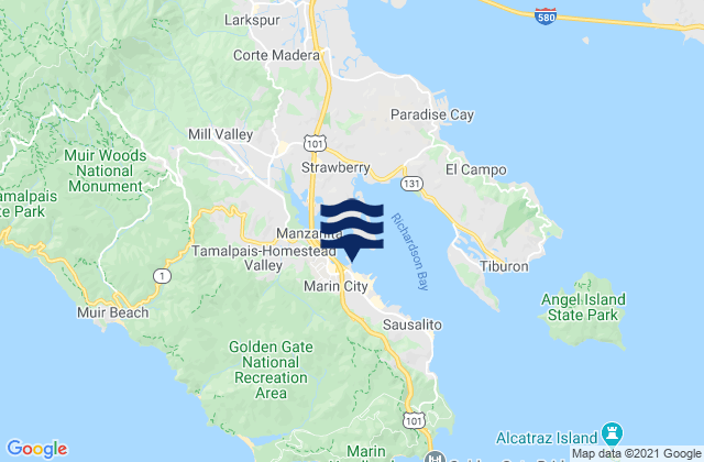 Mapa de mareas Marin City, United States