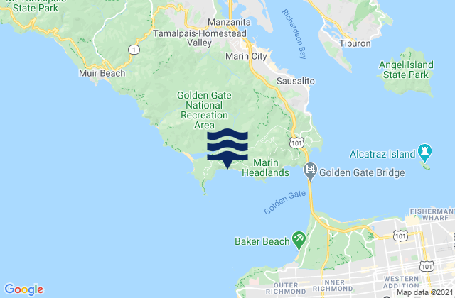Mapa de mareas Marin Peninsula, United States