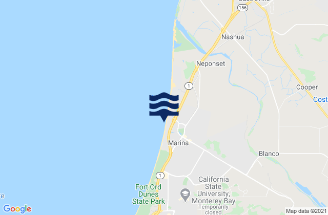 Mapa de mareas Marina State Beach, United States