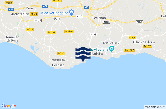 Mapa de mareas Marina de Albufeira, Portugal