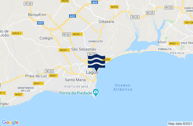 Mapa de mareas Marina de Lagos, Portugal