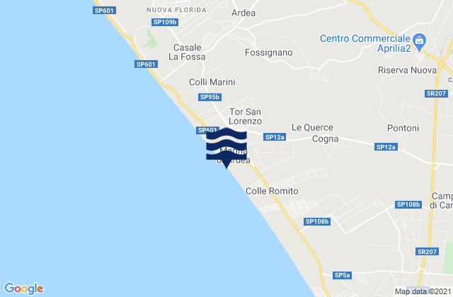 Mapa de mareas Marina di Ardea-Tor San Lorenzo, Italy