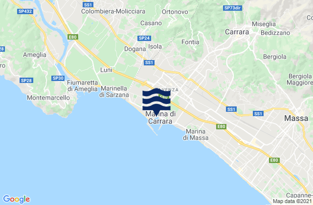 Mapa de mareas Marina di Carrara, Italy