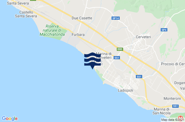 Mapa de mareas Marina di Cerveteri, Italy