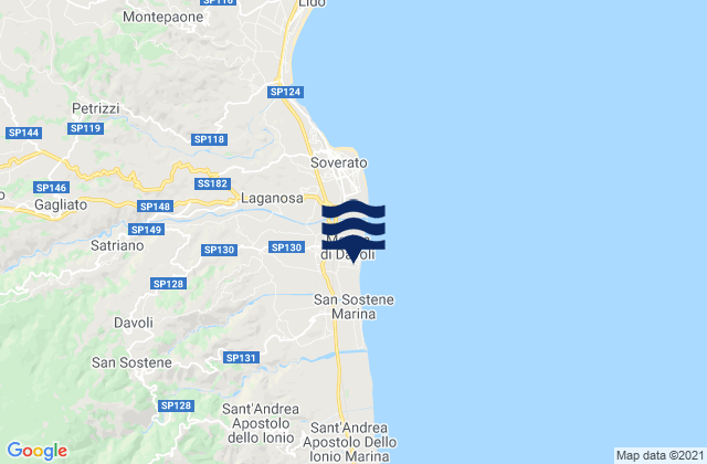 Mapa de mareas Marina di Davoli, Italy