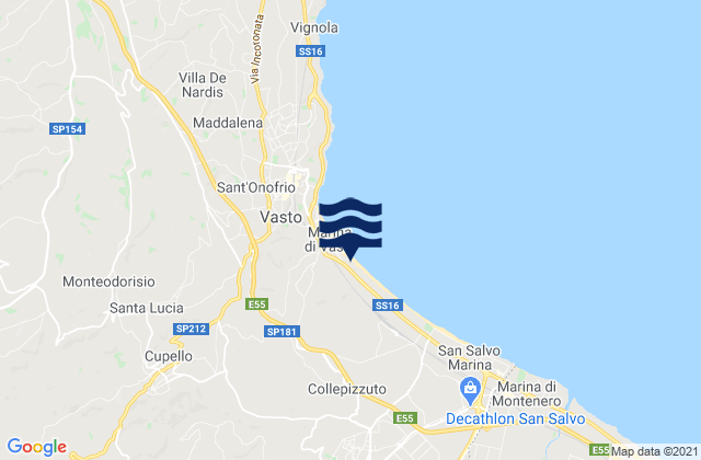 Mapa de mareas Marina di Vasto, Italy