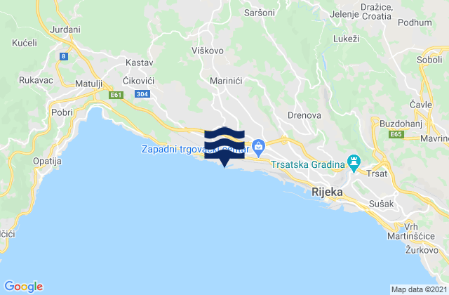 Mapa de mareas Marinići, Croatia