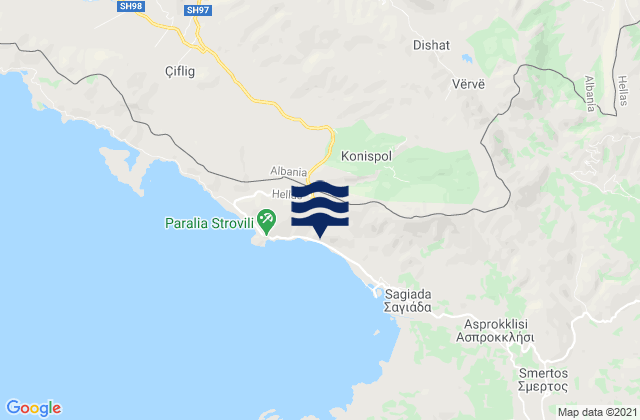 Mapa de mareas Markat, Albania