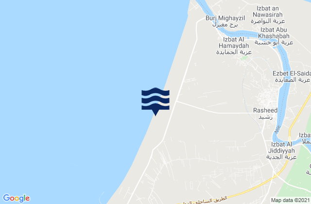 Mapa de mareas Markaz Rashīd, Egypt