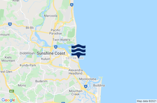 Mapa de mareas Maroochydore, Australia