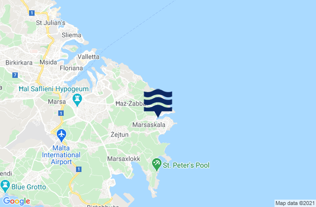 Mapa de mareas Marsaskala, Malta
