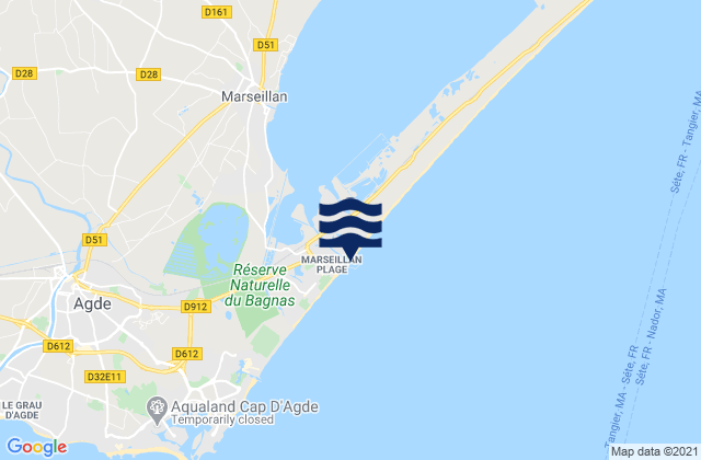 Mapa de mareas Marseillan, France