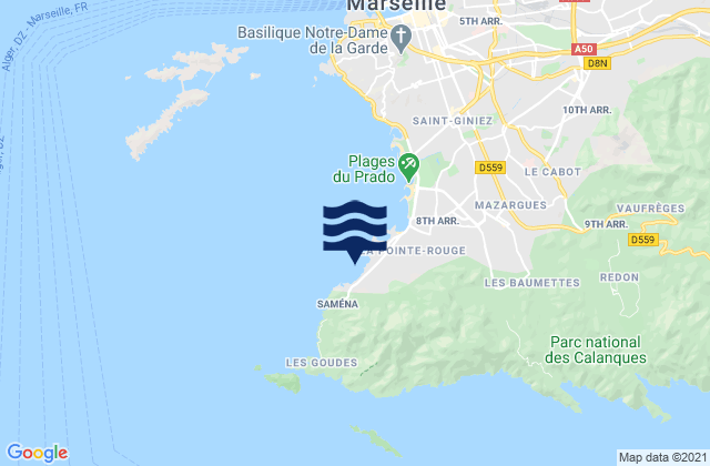 Mapa de mareas Marseille - La Verrerie, France