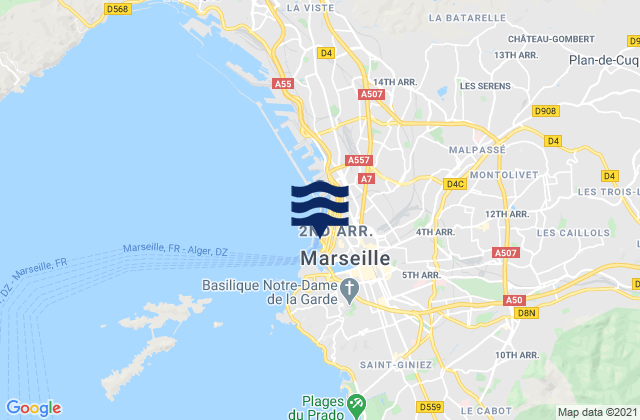 Mapa de mareas Marseille-Fos Port, France