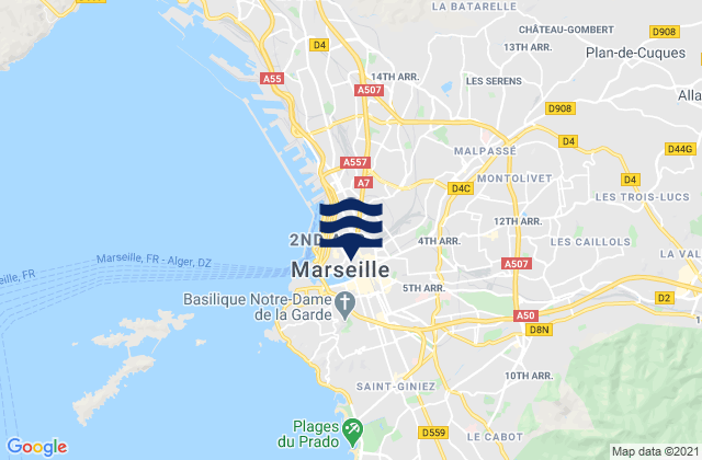 Mapa de mareas Marseille 03, France